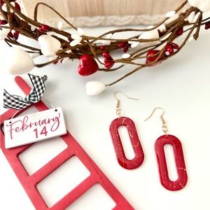 ❤️Red and Gold Marbled Dangle Earrings